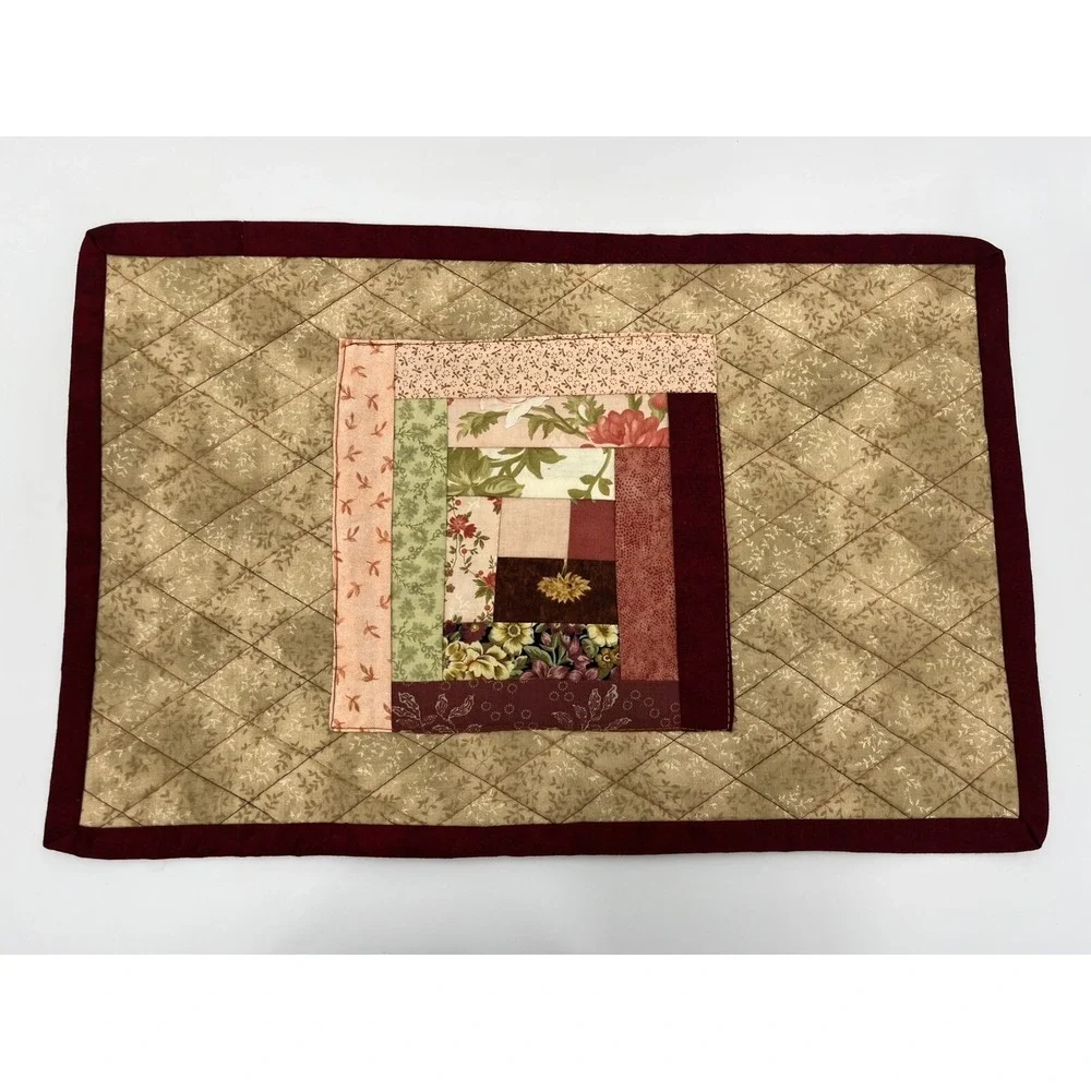 Set of 4 Quilted Placemats Patchwork Pattern Handmade Farmhouse Grannycore